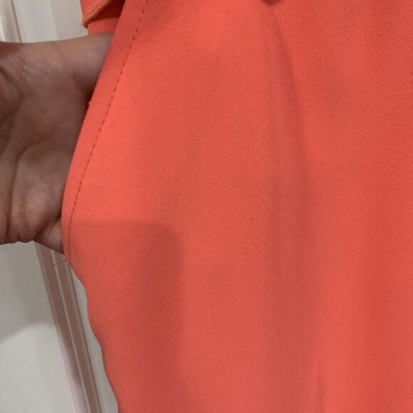 Trina Turk Size 4 Jumpsuit Josephine Coral Ruffle Cold Shoulder Trouser Coral - Picture 6 of 12